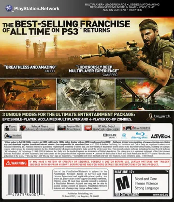 Call of Duty - Black Ops (USA) (v1.13) (Disc) (Update) box cover back